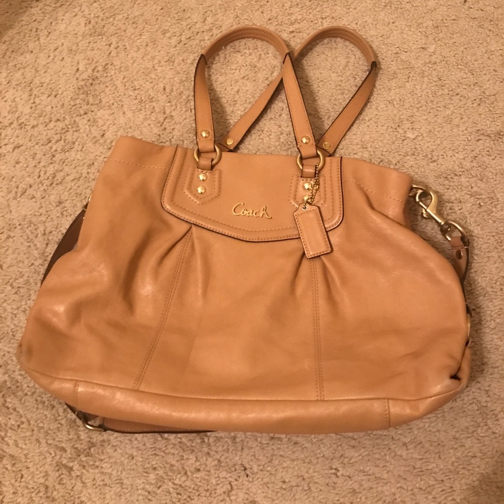 Tan coach purse